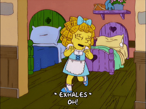 Animated GIF of a cartoon character exhaling in relief with the caption “Oh!”