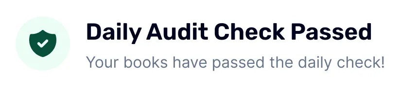 A mock notification of a daily audit check being passed