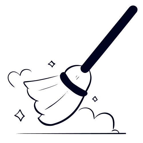 An illustration of a broom sweeping