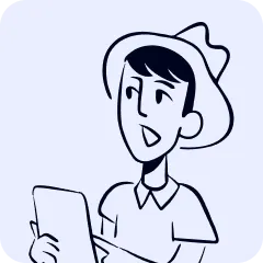 Illustration of a smiling person wearing a hat and holding a tablet or clipboard.
