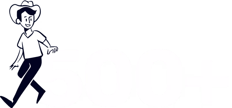 An image showing the text "500+"